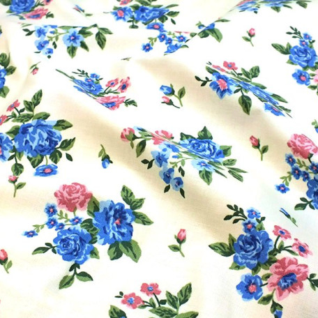 Flowers - Plain - ACRYLAT coated, matt - Blue, Pink - 100% cotton/100% ACRYL 