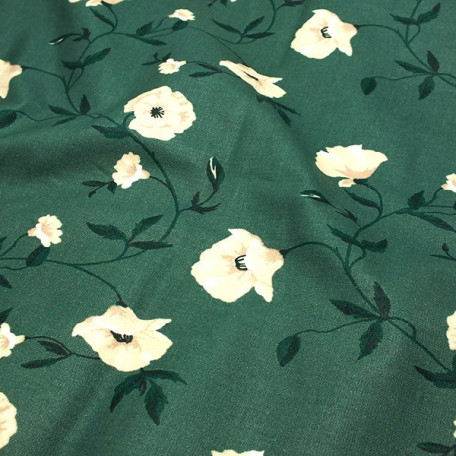 Flowers - Plain - ACRYLAT coated, matt - Green, Beige - 100% cotton/100% ACRYL 