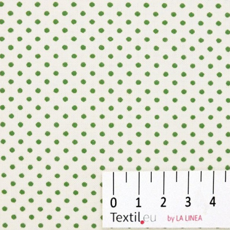 Dots - Cotton plain - Beige, Green - 100% cotton 