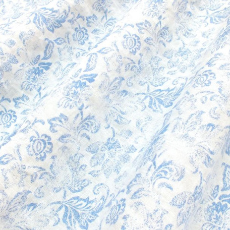 Flowers - Linen plain - Blue - 100% linen 