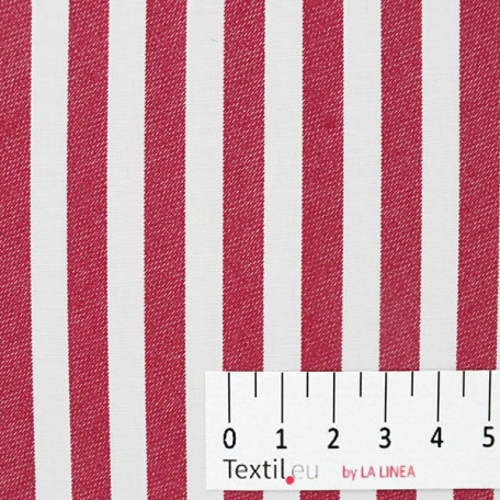 Stripes - Elastic poplin - Red - 97% cotton/3% elastan 