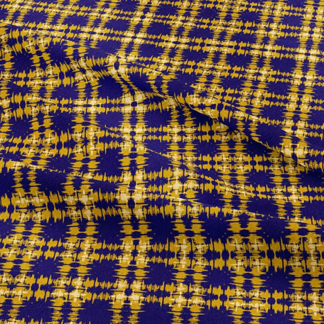 Checks, Stripes - Cotton Sateen - Yellow, Violet - 100% cotton 