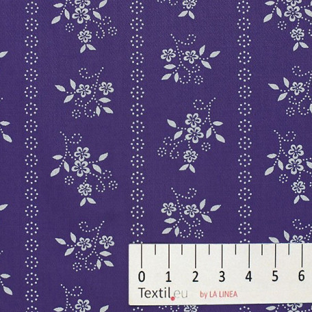 Blumen  - Baumwollsatin  - Violett  - 100% Baumwolle  