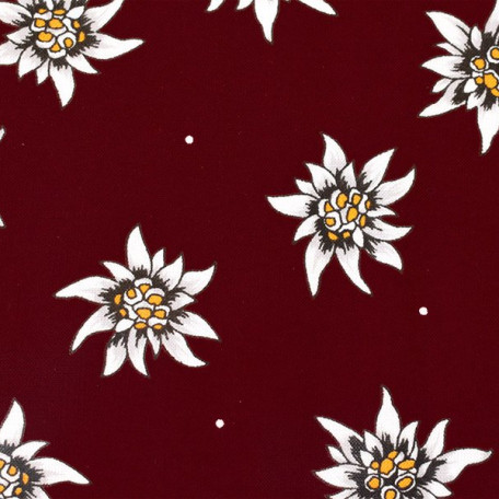 Flowers - Plain - PVC coated, glossy - Red - 100% cotton/100% PVC 