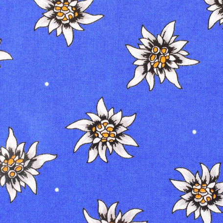 Květiny - Bavlněný kepr - Povrstvený AKRYL - Modrá - 100% bavlna/100% AKRYL 