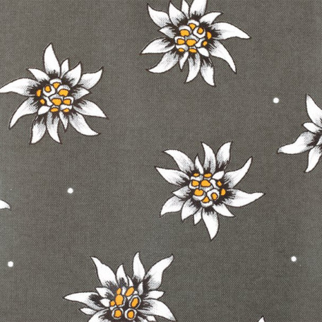 Flowers - Twill - ACRYLAT coated, matt - Grey - 100% cotton/100% ACRYL 