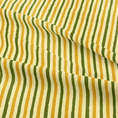 Stripes - Cotton plain - Yellow, Green - 100% cotton 