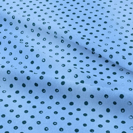Dots - Cotton plain - Blue - 100% cotton 