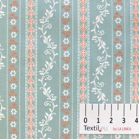 Flowers, Stripes - Cotton Sateen - Grey - 100% cotton 