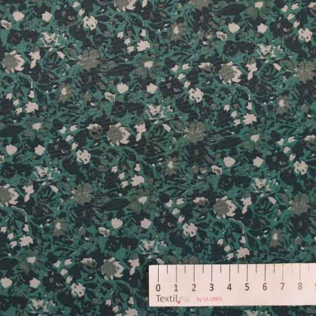 Kwiaty  - Płótno bawełniane  - Zielony  - 100% bawełna  