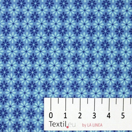 Fiori  - Tela in cotone  - Blu  - 100% cotone  