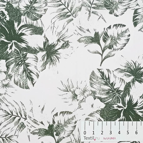 Květiny - Bavlněný voál - Zelená - 100% bavlna 