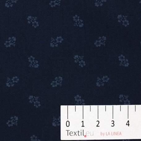 Flowers, Dots - Cotton Sateen - Blue - 100% cotton 
