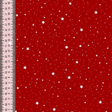 Christmas, Stars - Cotton plain - Red, White - 100% cotton 