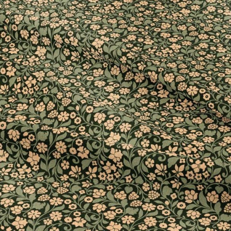Flowers - Cotton poplin - Green, Beige - 100% cotton 