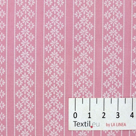 Fiori , Strisce  - Rasatello in cotone - Rosa  - 100% cotone  