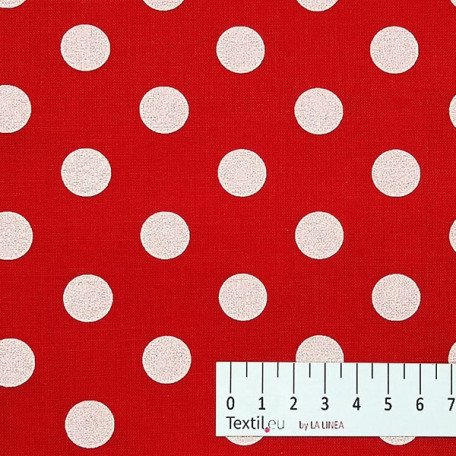 Puntíky - Bavlněné plátno - Červená - 100% bavlna 