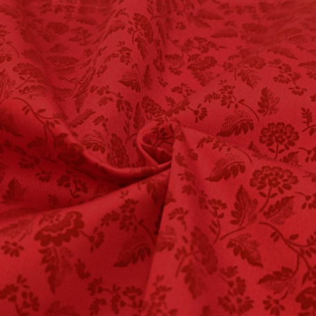 Flowers - Cotton Sateen - Red - 100% cotton 