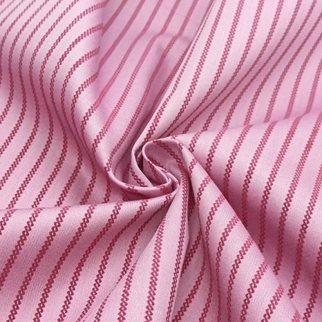 Pruhy - Bavlněný satén - Růžová - 100% bavlna 
