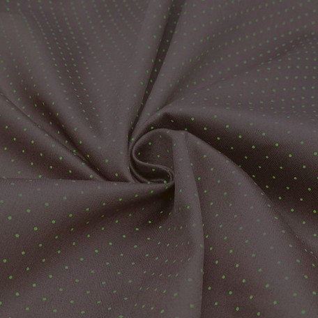 Kropki - Satyna bawełniana - Brązowy , Zielony  - 100% bawełna  