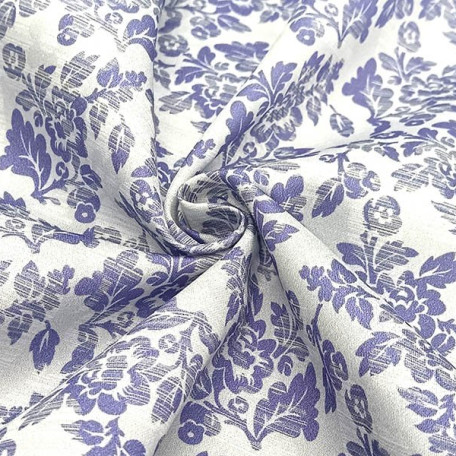 Flowers - Cotton Sateen - Violet, Grey - 100% cotton 